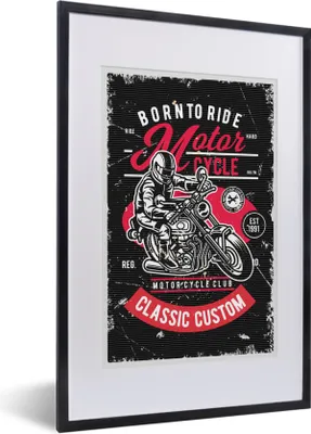 Produktbild von MuchoWow® MuchoWow® Gerahmtes Poster Mancave - Motorrad - Vintage - Zitate 40x60 cm - Poster mit zchwarzem Bilderrahmen - Poster in Rahmen