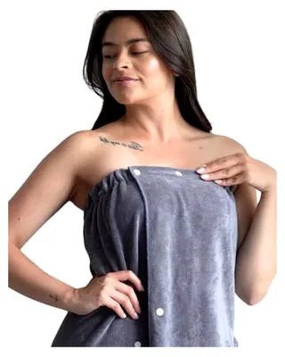 Produktbild von Bademantel Damen Saunahandtuch Badeponcho - Morgenmantel Damen Leicht Saunakilt - Großes Badetuch Handtuchkleid mit Druckknöpfen - Sauna Frottee Tuch