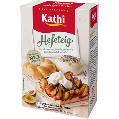 Produktbild von Kathi Backmischung für Hefeteig 6er Pack (6x400g Packung) + usy Block