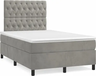 Immagine prodotto di vidaXL Letto a molle con materasso grigio chiaro 120x200 cm in velluto