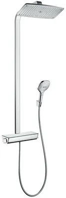 Imagen del producto de Juego de ducha Raindance Select 360 Showerpip AP-Th. + Raindance S, que incluye:*   Ducha de techo Raindance E Air 1jet, 360x190 mm.*   Brazo de ducha de 380 mm.*   Ducha de mano Raindance Select 150 3jet DN15.*   Soporte para ducha de mano Porter?S.*   Manguera de ducha Isiflex de 1600 mm DN15.*   (El texto termina abruptamente aquí, asumiendo que faltan elementos)