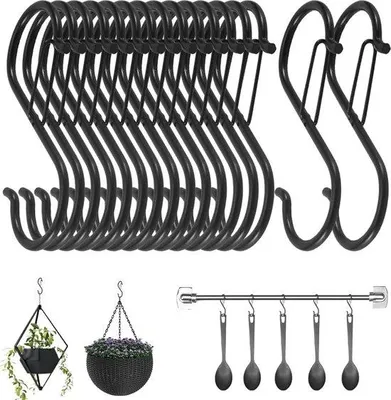 Produktbild von Famanu S-Haken 16 Stück - Rostbeständige Haken für Küche, Bad, Schlafzimmer, Büro, Garten