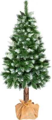 Obrázok produktu pre Vianočný stromček 160 cm diamantová borovica s prírodným kmeňom umelý sneh stojan