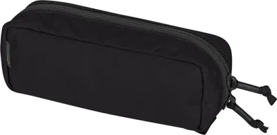 A black pencil case on a white background.
