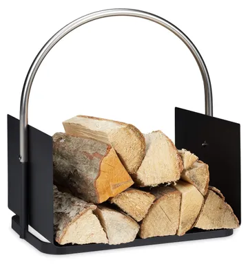Holzbox aus Metall, 43,5x40,5x30 cm, schwarz, mit Griff