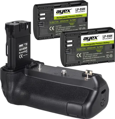 Produktbild von Batteriegriff Set für Canon EOS R Ra Handgriff mit Ladefunktion + 2x LP-E6N Akkus Inkl. USB-C Netzteil