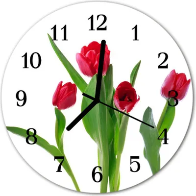 Produktbild von Glasuhr Wanduhr Küchenuhr Echt-Glas 30fi cm Tulpen grün