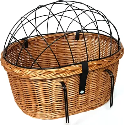 Produktbild von XXL Fahrradkorb Hundekorb für Lenker Weide oval mit Gitter 56 x 44 cm (N-S) + Kissen