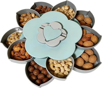 Produktbild von Obstserviertablett Drehbar mit mehreren Fächern | Unterteiltes - und Obsttablett für Süßigkeiten, Dessert, Vorspeisen, Party, Picknick, Reisen