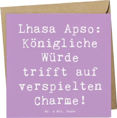 Produktbild von Mr. & Mrs. Panda Klappkarte Spruch Lhasa Apso Charme - Lavendeltraum - Geschenk, Hund aus Tibet, Grußkarte, anlasskarte, doppelkarte, Hunderassen Pflege, Beschreibung