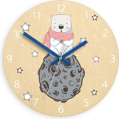 Produktbild von ModernClock, wanduhr, Silent Wanduhr, Wanduhr für Kinder Teddybär auf einem Planeten