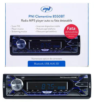 Imagen del producto de PNI PNI-MP3-8550: Radio para coche de 1 DIN con Bluetooth y USB