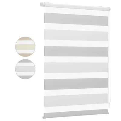 Produktbild von Sekey Doppelrollo 75x130cm Klemmfix ohne Bohren DuoRollo Verdunkelungsrollo blickdicht Sichtschutz Rollos für Fenster und Tür Weiß+Hellgrau
