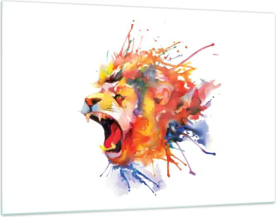 Produktbild von Bilder auf glas - Löwe modern Malerei Tier - 120x80cm - Glasbilder - Wandbilder - Kunstdruck - zum Aufhängen bereit - Wanddekoration aus Glas - Glas Bilder - Wandbild auf Glas - GAA120x80-2885