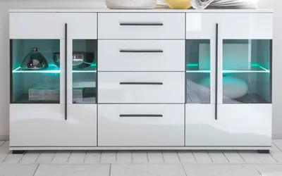 Produktbild von Sideboard "Design-D" in weiß Hochglanz Kommode 150 x 86 cm Anrichte