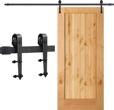 Produktbild von Fiqops systém posuvných dverí sada kovania posuvných dverí 150 kg podlahové vedenie valčekové vedenie dverí montážna sada bežecká dráha sklo/drevo posuvné dvere 200 cm