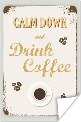 Produktbild von MuchoWow® Poster Eine Illustration eines Barschilds "Kaffee". 40x60 cm - Plakate für die Wand - Poster Babyzimmer