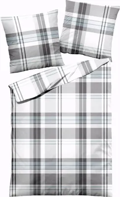 Produktbild von JACK by Dormisette Edel Biber Kuschel Bettwäsche 2 tlg. 135x200cm Streifen Linien Offwhite Grau Hellblau