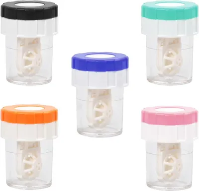 Productafbeelding van Contactlenshoesjes Set van 5 - Meerkleurige Contactlenzenhouders met Reinigingsfunctie