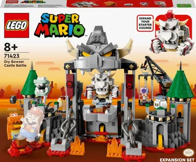 Image de LEGO 71423 Super Mario Bataille de la forteresse d'Os-Bowser - Set d'extension, jouet avec 5 personnages : Knochen-Bowser, un Glutsauger, un Knochen-Piranha, un Knochen-Gumba et un Toad violet