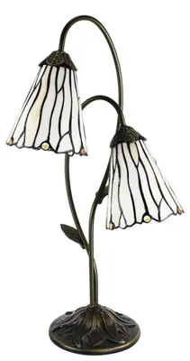 Zdjęcie produktu dla Clayre & Eef Tiffany Lampa stołowa 61 cm brązowy biały polyresin
