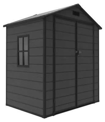 Produktbild von Koll Living Gartenhaus Norvik | 181 x 135 x 210 cm, 2,4 m² | Schwarz | Doppeltür, Fenster, Belüftungssystem | abschließbar | UV- & witterungsbeständig