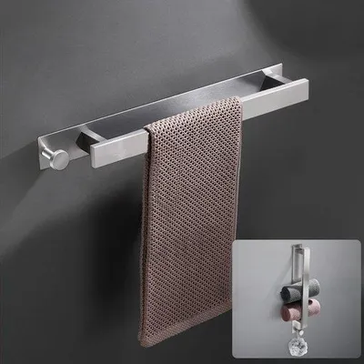 Produktbild von Roestvrijstalen Badkamerwand Handdoekhouder 40 cm mit Haken für Badezimmer und Küche