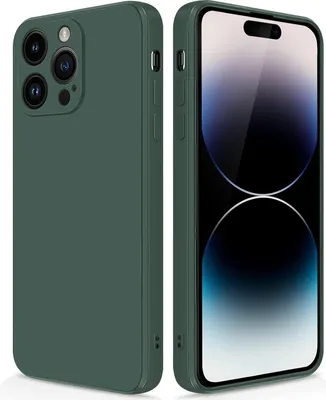 Produktbild von Silikon Hülle für iPhone 14 Pro Flüssigsilikon Dünn Gel Gummi Matt Kratzfeste Schutzhülle Nachtgrün