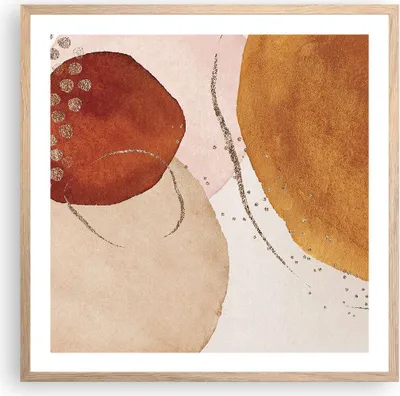 Produktbild von Gerahmtes Poster - Rahmen in heller Eiche - Orange Abstraktion Flecken - 60x60 cm - Wand Bild - Wanddeko - Wandbilder - Kunstposter - Wandposter - Bilderrahmen - Bilder - Kunstdruck - P2NAC60x60-4696