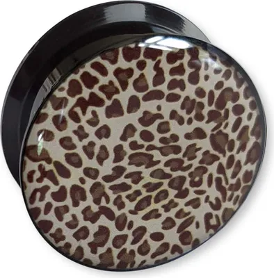 Produktbild von viva-adorno 1 Stück 12mm Flesh Plug Tunnel Acryl Schraubverschluss Leopard Animal Print 4-24mm Z554 D3