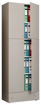 Immagine prodotto di Armadio ufficio XXL con 5 scomparti e un cassetto / moderno armadietto con porte girevoli / dimensioni ca. H. 200 x W. 70 x D. 39 cm – Scomparto Lona 5