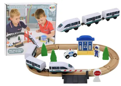 Produktbild von Leantoys Holzeisenbahn mit Zubehör