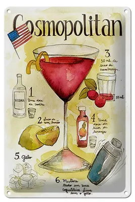Produktbild von Blechschild Rezept 20x30cm Cosmopolitan Cocktail Recipe