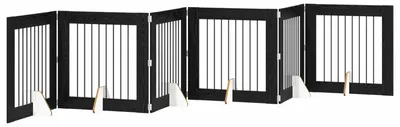 Produktbild von vidaXL Klappbares Hundetor mit Ständern 6 stk. Schwarz Eichen-Optik