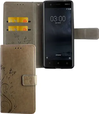 Produktbild von Handyhülle für Nokia 3.1 / Nokia 3 2018 Tasche Wallet Schutz Cover Etuis Grau