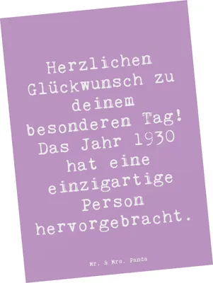 Produktbild von Mr. & Mrs. Panda Postkarte Spruch 1930 Geburtstag - Lavendeltraum - Geschenk, Alter, Glückwunsch, Jahr, Postkarten, einzelkarte, Grußkarte, Happy Birthday, Wertschätzung