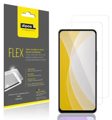 Produktbild von 2x Schutzfolie für Vivo Y19s 5G Folie, 100% Displayabdeckung, dipos Flex