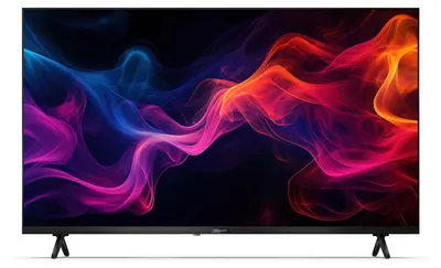 A television set displaying a colorful abstract image.