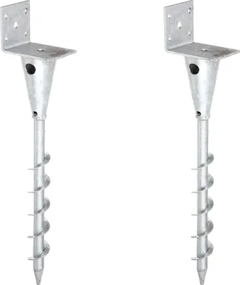 Zdjęcie produktu dla Alberts 2 x wsporniki słupków L do kwadratowych słupków drewnianych, wysokość 470 mm, 95x70x70 mm, ocynkowane ogniowo, do wkręcania