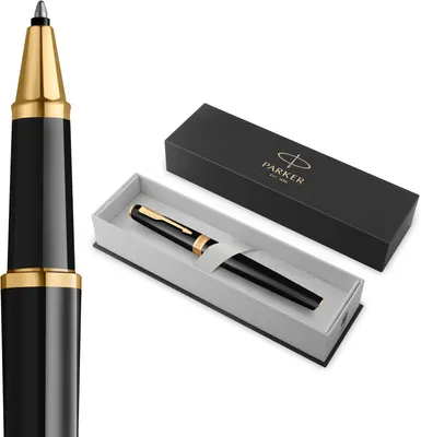 Productafbeelding van Parker Meridian Rollerball Pen - Zwarte lak met gouden accenten - Fijne penpunt - Handschriftpennen & schrijfwaren