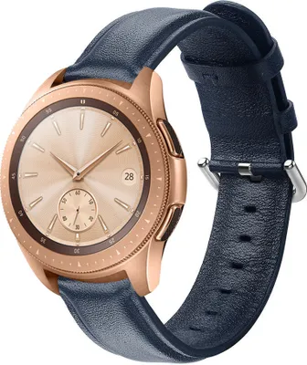 Produktbild von Strap-it Samsung Galaxy Watch 42mm Lederarmband (Dunkelblau) - Große: M/L