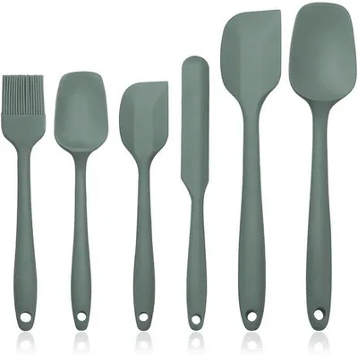Imagen del producto de Juego de espátulas de silicona, de 6 piezas, resistentes al calor, para hornear y cocinar