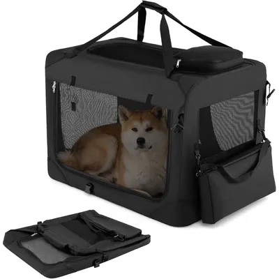 Produktbild von Tierbedarf, Hunde, Hundetransport, Hundetransportbox, Hundebox, Auto, Transportbox, faltbar, Größe L, 83,5 x 58 x 58 cm, Schwarz