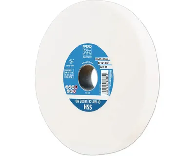 Produktbild von PFERD 39009702, Schleifscheibe, Hochgeschwindigkeitsstahl (HSS), 3350 RPM, Weiß, Rund, 3,2 cm
