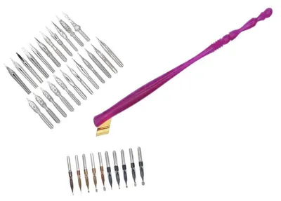 Immagine prodotto di Set di penne stilografiche per calligrafia, con 33 punte, colore viola