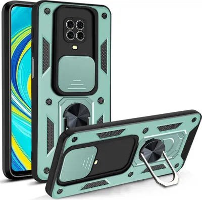 Produktbild von Redmi Note 9 Pro Hülle mit 360° Drehbarer Magnetische Ring Ständer Halter Dia Kameraschutz TPU Bumper Silikon Schutzhülle für Xiaomi Redmi Note 9S / 9 Pro / 9 Pro Max Grün