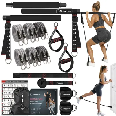 Productafbeelding van Draagbare pilatesstangenset met weerstandsbanden voor thuisfitness