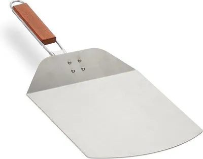 Produktbild von Famanu Pizzaschaufel Edelstahl - Klappbarer Holzgriff - 24x25,5 cm - Silber-Braun