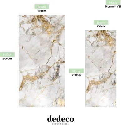 Produktbild von dedeco Wohnzimmerrückwand TV-Wand Wandpaneel Wohnrückwand Rückwand Tapetenersatz, Motiv: Marmor V21, 300 x 150 x 0,5cm,Nano-Protect: hochglanz, wasserfest, robust, als Wandverkleidung aus Hartschaum PVC