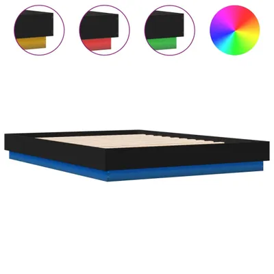 Image de Cadre de lit avec LED sans matelas noir 150x200 cm